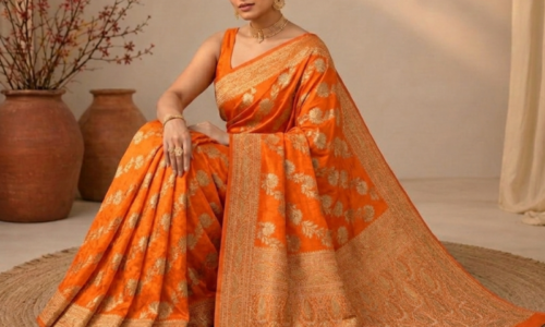 Lehariya Jaal Jaquard Gerogette Saree