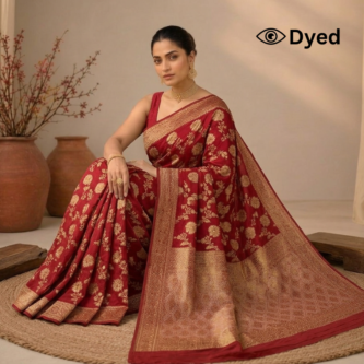 Dyeable Floral Jaal Jaquard Crepe Saree with Heavy Pallu