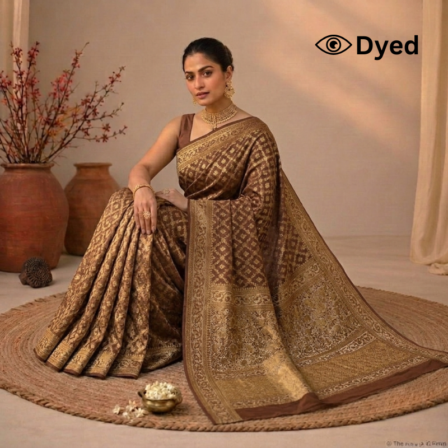Dyeable Symmetrical Jaquard Satin Saree with Heavy Pallu