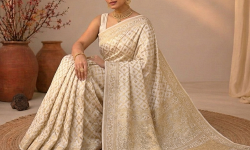 Dyeable Symmetrical Jaquard Satin Saree with Heavy Pallu
