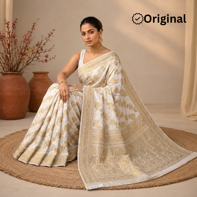 Lehariya Jaal Jaquard Gerogette Saree
