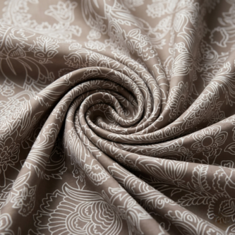 Floral Print on Beige Chanderi Silk Fabric