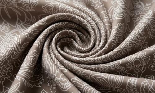 Floral Print on Beige Chanderi Silk Fabric