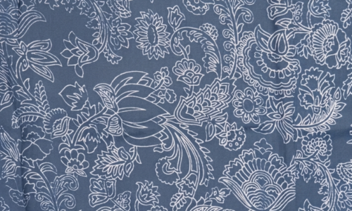 Floral Print on Blue Chanderi Silk Fabric 2
