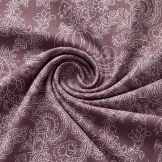Floral Print on Peach Pink Chanderi Silk Fabric