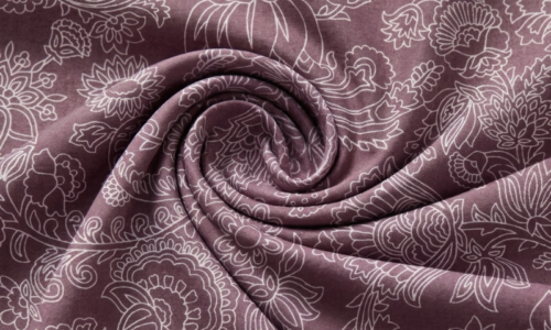 Floral Print on Peach Pink Chanderi Silk Fabric