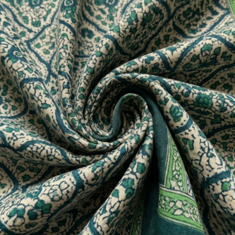 Green Jaal Print on Chanderi Silk Fabric