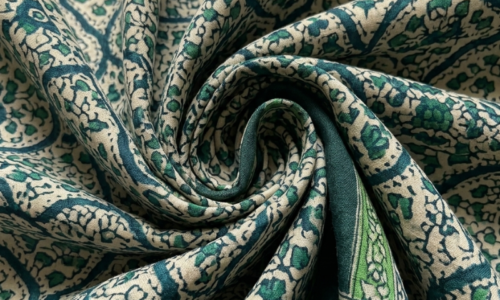 Green Jaal Print on Chanderi Silk Fabric