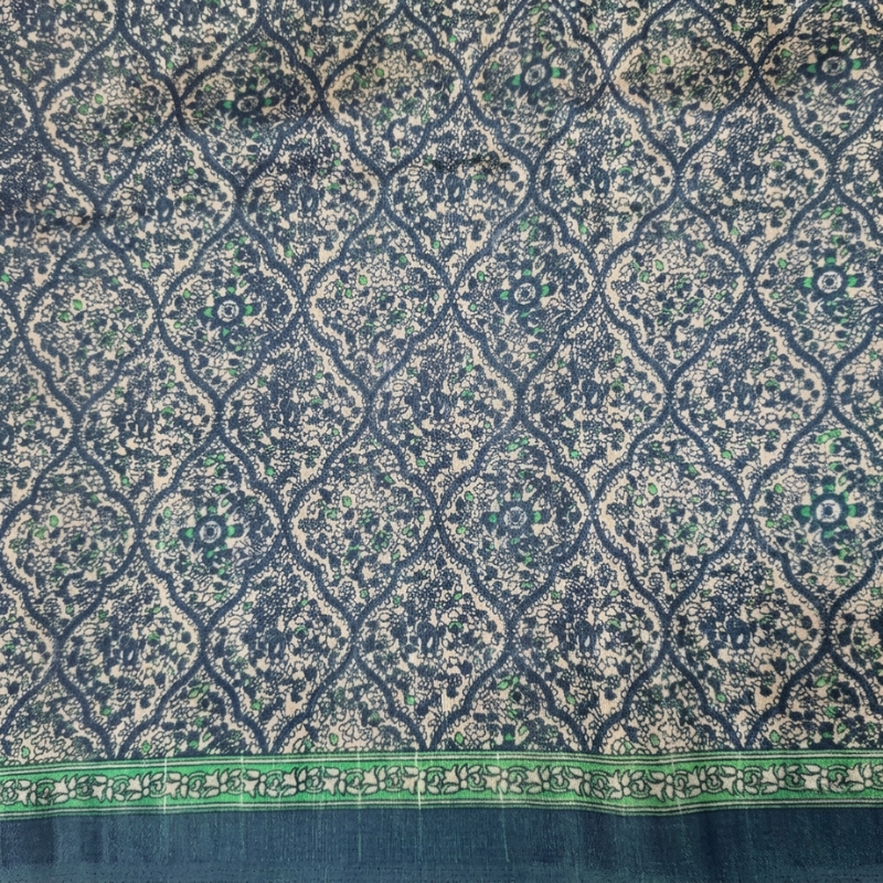 Green Jaal Print on Chanderi Silk Fabric 2