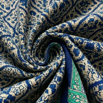 Blue Jaal Print on Chanderi Silk Fabric
