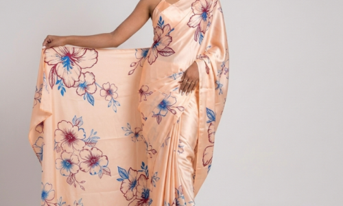 Multi Floral Satin Saree