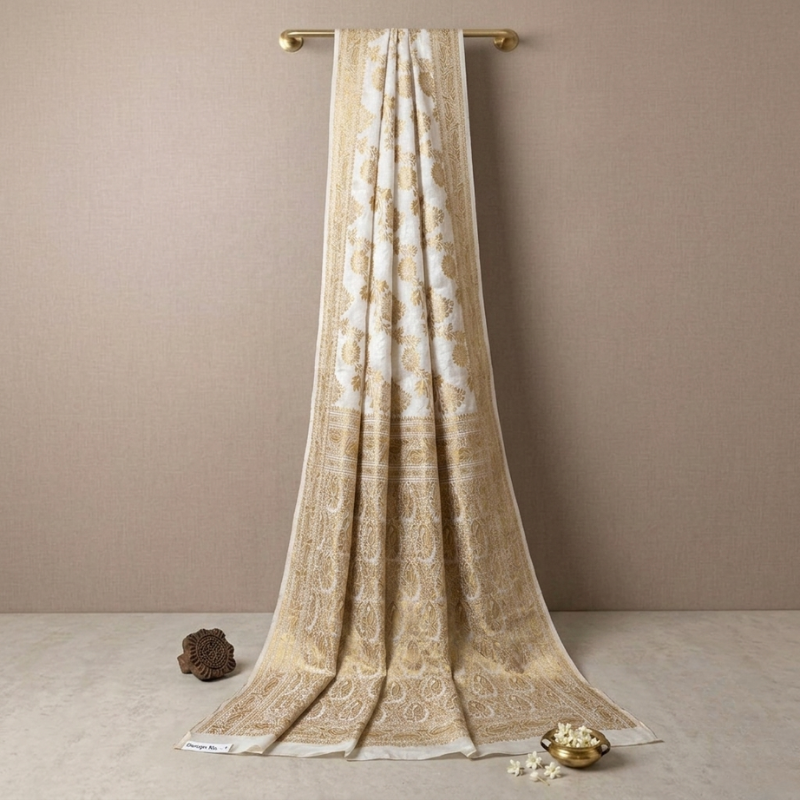 Lehariya Jaal Jaquard Gerogette Saree