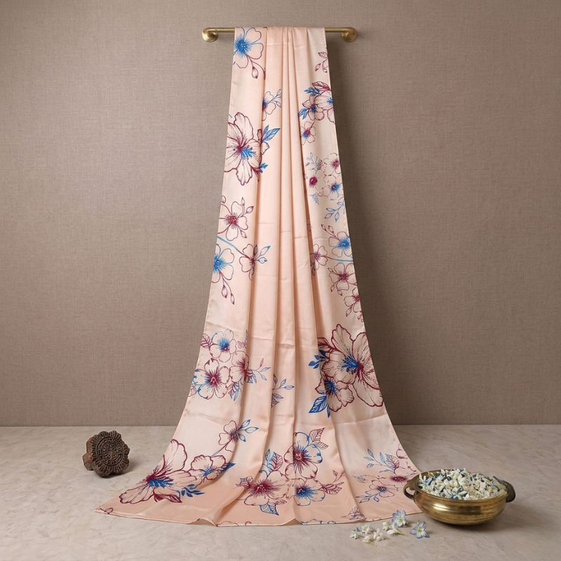 Satin Multi Floral Saree
