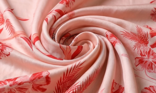 Satin Peach Pink Floral Saree