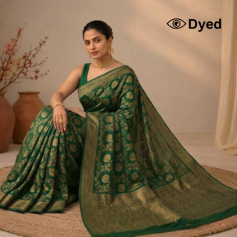 Dyeable Floral Jaal Jaquard Gerogette Saree with Heavy Pallu
