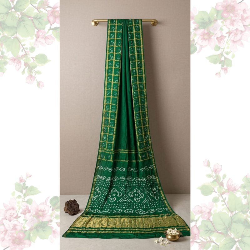 Green Bhandej Gajji Silk Saree 2