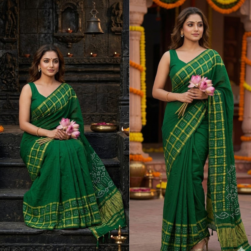 Green Bhandej Gajji Silk Saree 3