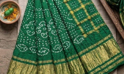 Green Bhandej Gajji Silk Saree 1