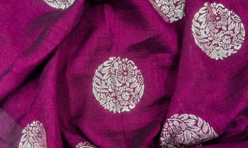 Pink rani round foil work